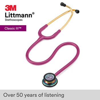 Fonendoscopio 3M 5806 Littmann Classic III Rainbow-Finish Monitoring Stethoscope with Black Identification Tag, 27 Raspberry Tube Colombia