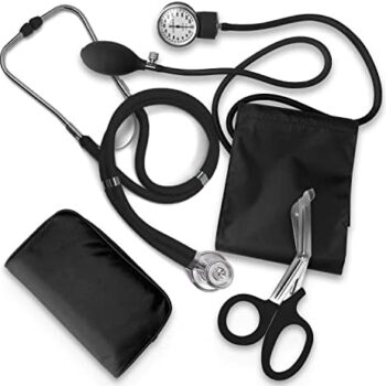 Fonendoscopio ASA TECHMED Nurse EMT Starter Pack Estetoscopio, monitor de presión arterial y trauma 7.5 pulgadas, cizalla EMT, (negro) estándar Colombia