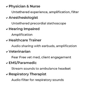 Fonendoscopio Stemoscope® Estetoscopio digital PRO - Transmite directamente a los auriculares Bluetooth - Libertad de auscultación sin ataduras - Estetoscopio amplificado - Estetoscopio electrónico