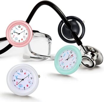 Fonendoscopios Janmercy 4 piezas reloj de estetoscopio con símbolos médicos clínica personal túnica enfermeras relojes médico reloj clip en reloj marco ligero, Moderno Colombia