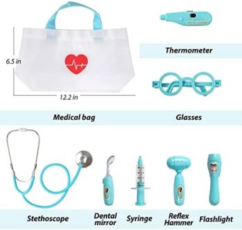 Fonendoscopios Kit médico para niños, 8 piezas con bolsa de almacenamiento médico y estetoscopio real, juguetes de doctor para niños pequeños y niñas de 3, 4, 5, 6 Colombia