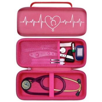 Fonendoscopios LTGEM - Estuche para estetoscopio y accesorios de acero inoxidable 3M Littmann Cardiology III, II, IV,3M Littmann Master CardiologyMDF MDOne (infrarrojo rosa + Colombia