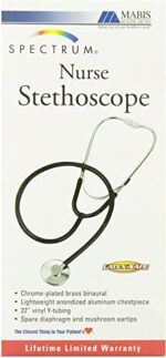 Fonendoscopios MABIS Spectrum Series - Estetoscopio de cardiología de cabeza única, estetoscopio de enfermería y uso clínico, ligero, 30 pulgadas, negro (paquete de 100) Colombia