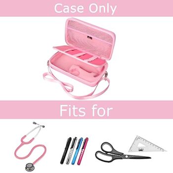 Fonendoscopios Mchoi Estuche para estetoscopio con ranuras, adecuado para estetoscopio 3M Littmann Classic III, espacio adicional para vendaje, tijeras y lápiz LED, rosa, solo funda Colombia