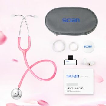 Fonendoscopios SCIAN Estetoscopio de doble cabeza, kit clásico de estetoscopio de acero inoxidable, suministros médicos con accesorios gratis y funda de transporte, tubo rosa perlado Colombia