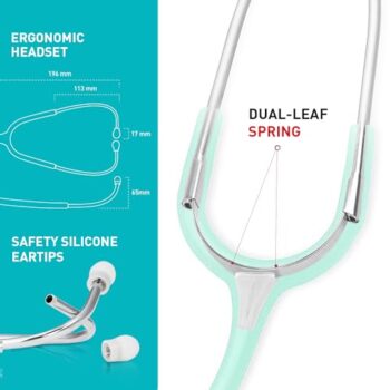 Fonendoscopios SCIAN Estetoscopio para médicos, enfermeras, estudiantes, uso de salud en el hogar, adulto, doble cabeza, auricular de acero inoxidable, tubo verde perlado Colombia