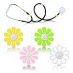 Fonendoscopios Woanger 4 dijes de estetoscopio con diseño de girasol, etiqueta de estetoscopio, accesorios de regalo, rosa, blanco, amarillo y verde Colombia